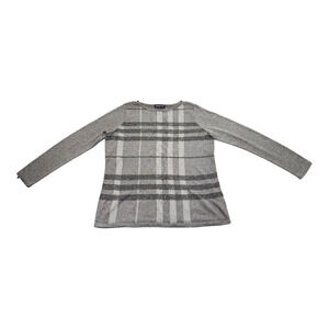 Jones New York Signature Woman Silver Sweater 1X, metallic woven look.